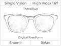 Single Vision - High Index 1.67 - Shamir Relax - Digital FreeForm - TheraBlue - Aspheric
