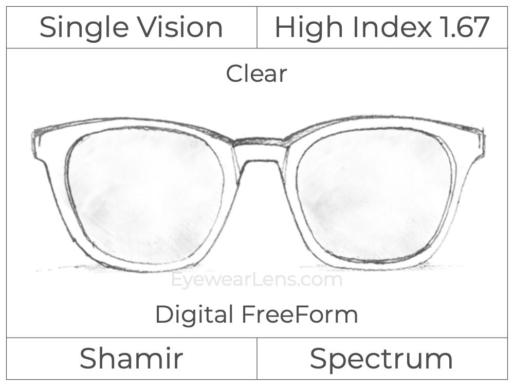Single Vision - High Index 1.67 - Shamir Spectrum - Digital FreeForm - Clear - Aspheric