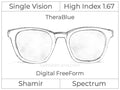 Single Vision - High Index 1.67 - Shamir Spectrum - Digital FreeForm - TheraBlue - Aspheric