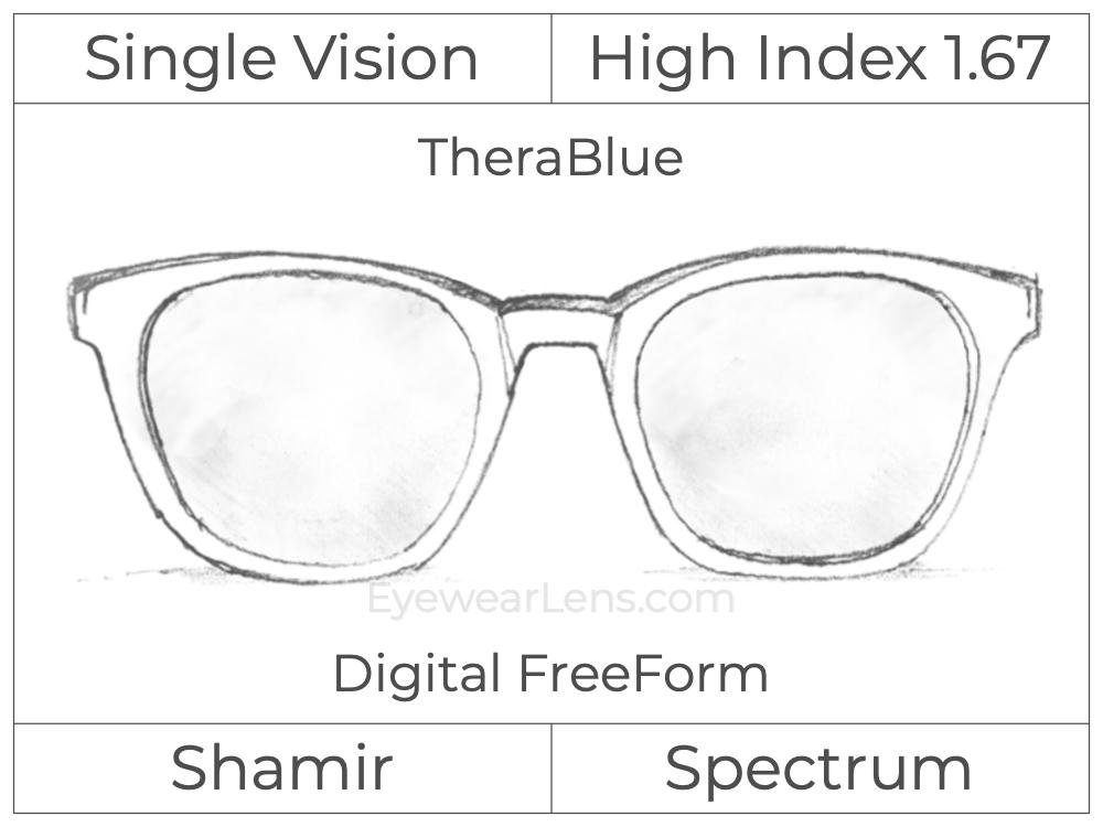 Single Vision - High Index 1.67 - Shamir Spectrum - Digital FreeForm - TheraBlue - Aspheric