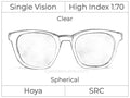 Single Vision - High Index 1.70 - Hoya - Clear - Spherical