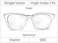 Single Vision - High Index 1.74 - Clear - Spherical