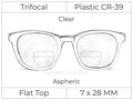 Trifocal - Flat Top 7X28 - Plastic - Aspheric - Clear