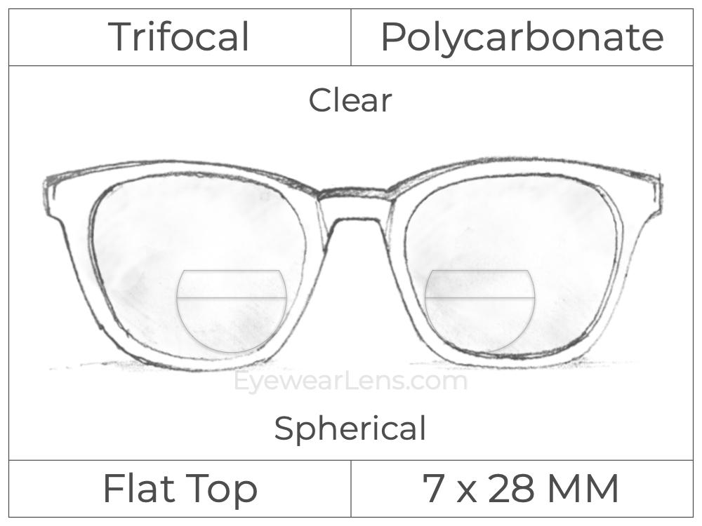 Trifocal - Flat Top 7X28 - Polycarbonate - Spherical - Clear