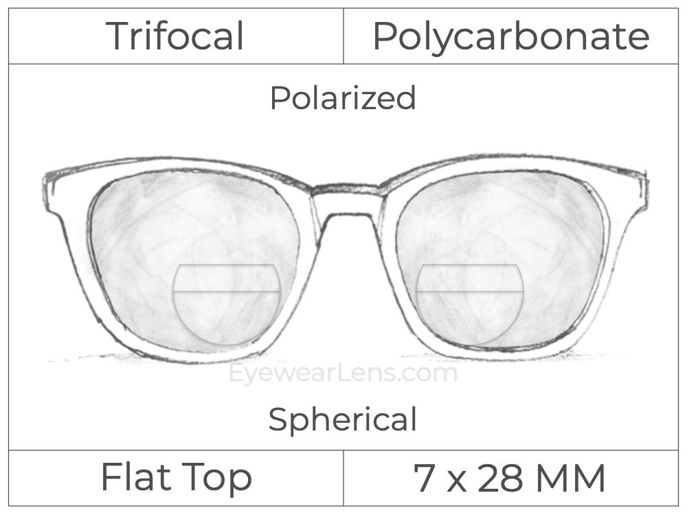 Trifocal - Flat Top 7X28 - Polycarbonate - Spherical - Polarized