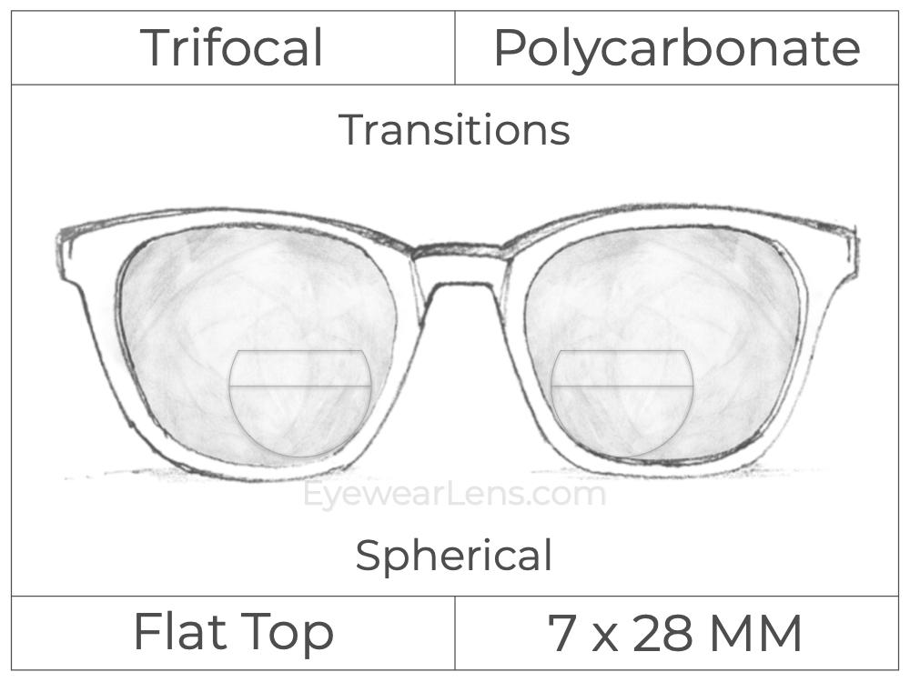 Trifocal - Flat Top 7X28 - Polycarbonate - Spherical - Transitions Signature