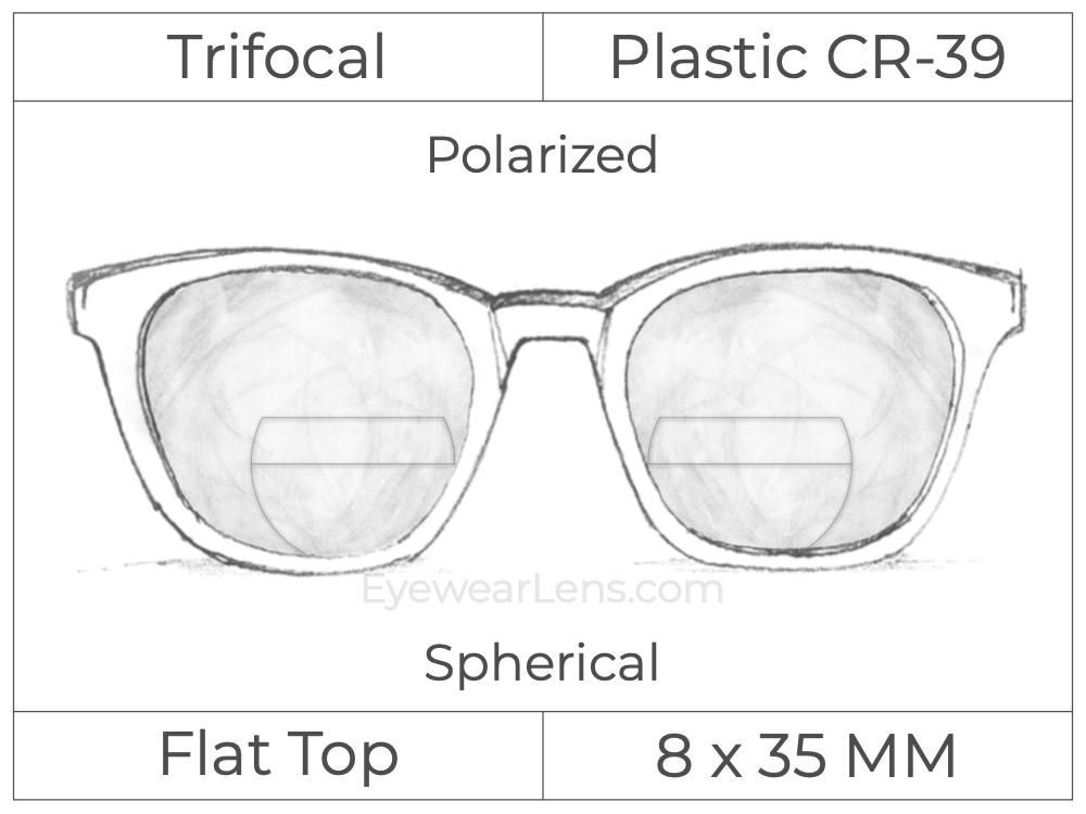 Trifocal - Flat Top 8X35 - Plastic - Spherical - Polarized