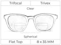 Trifocal - Flat Top 8X35 - Trivex - Spherical - Clear