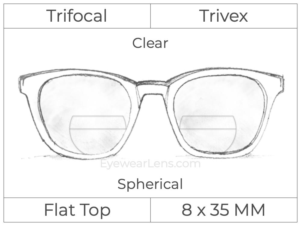 Trifocal - Flat Top 8X35 - Trivex - Spherical - Clear
